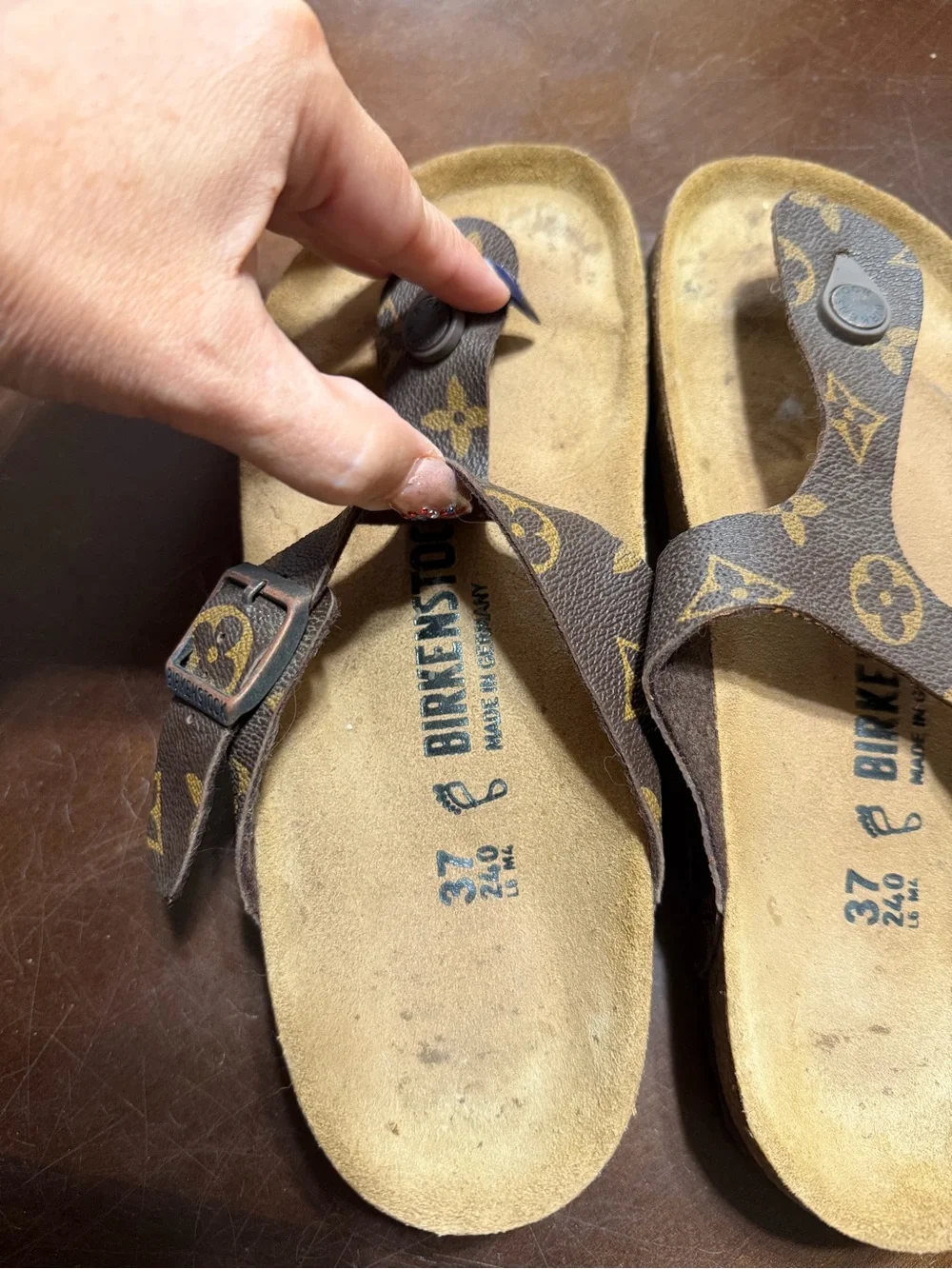 Birkenstock Brown Leather Cork Footbed Thong Sandals